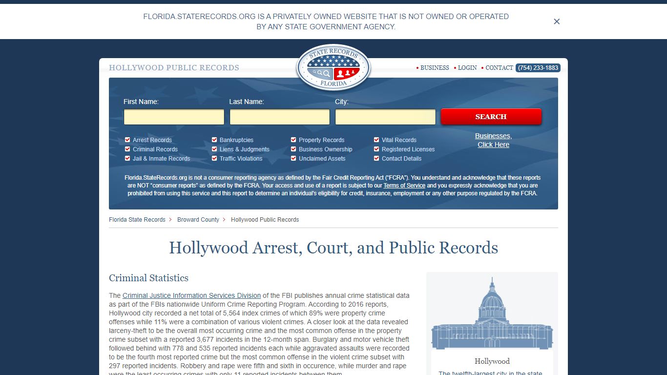 Hollywood Arrest and Public Records | Florida.StateRecords.org